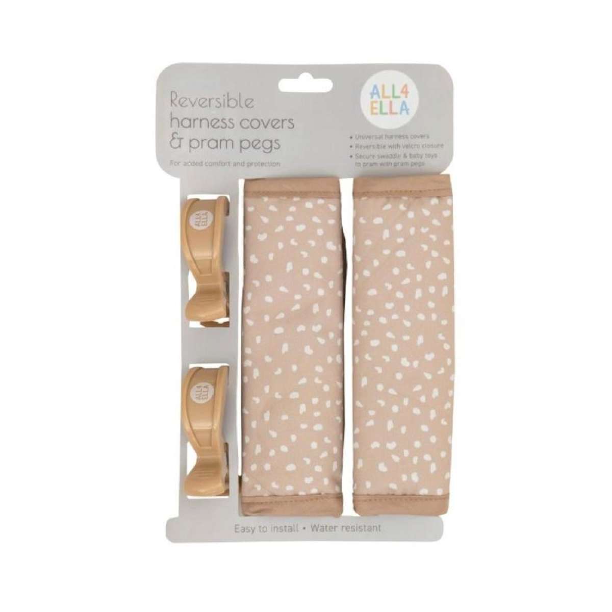 Harness covers & pram pegs - Beige Dots
