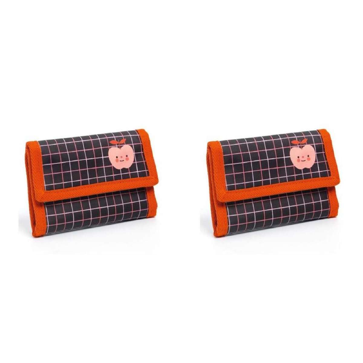 2x Djeco 14x10cm Apple Wallet Coated Canvas Kids Money Holder 3y+ Black/Red