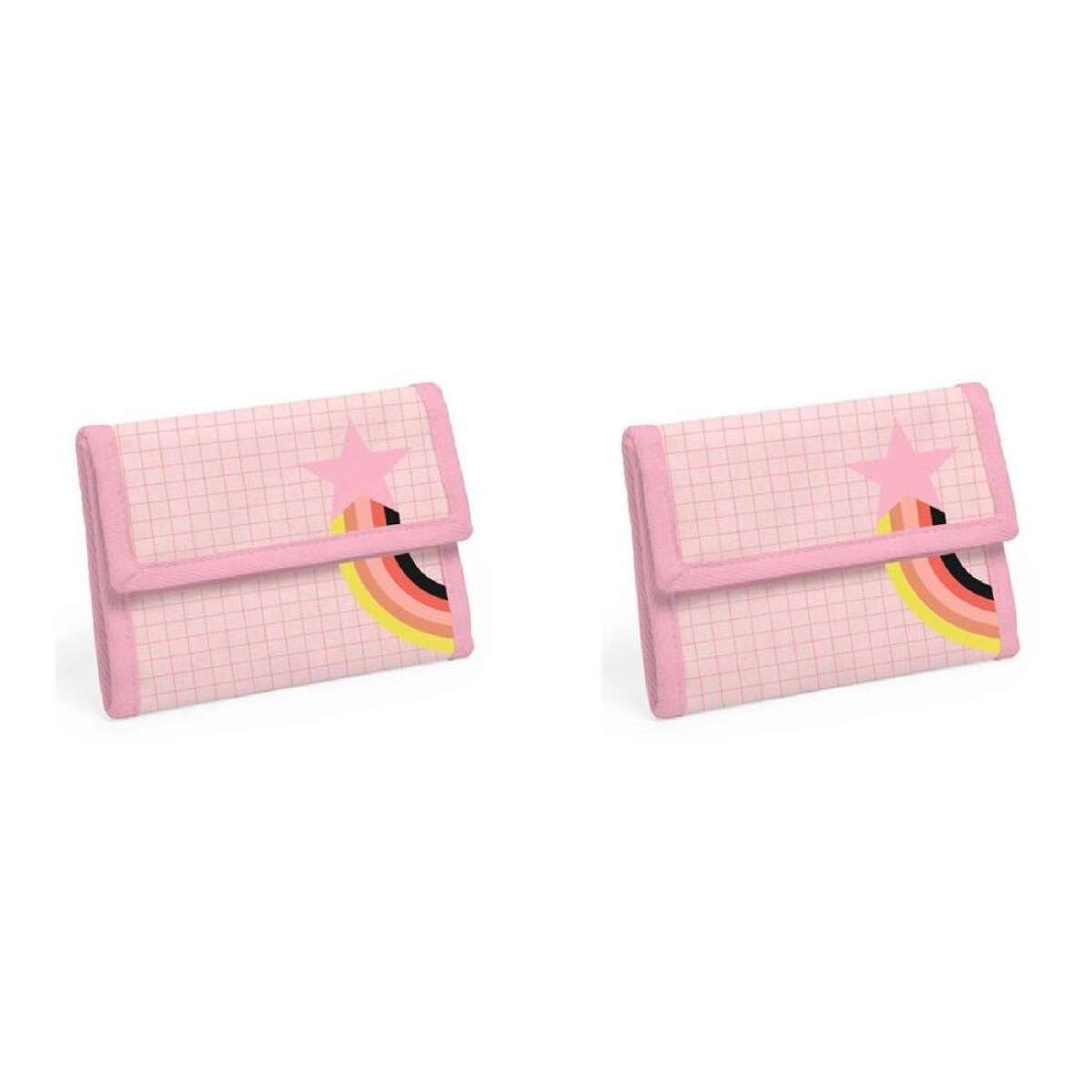 2x Djeco 14x9cm Pop Wallet Coated Canvas Kids/Children Money Holder 3y+ Pink