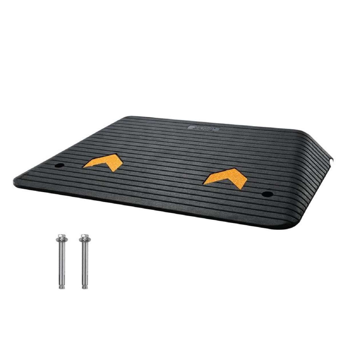 Upgraded Rubber Threshold Ramp, 10.2 cm Rise Door Ramp with 1 Channel, Natural Rubber Car Ramp with Non-Slip Textured Surface, 15 tons Load Capacity Curb Ramp for Wheelchair and