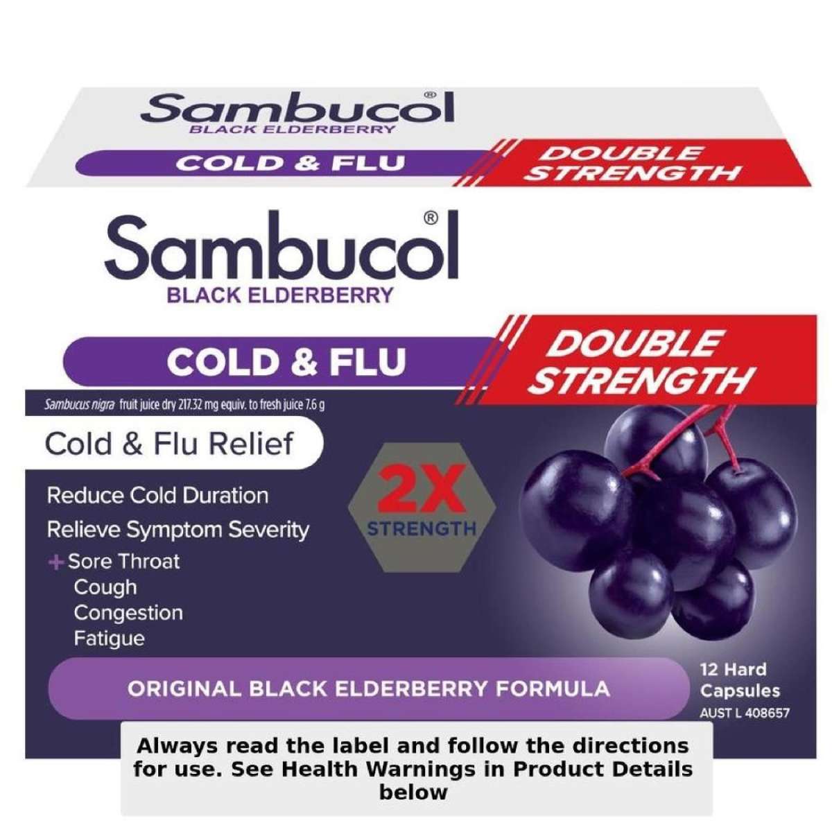 Sambucol Double Strength Cold & Flu Relief 12 Capsules