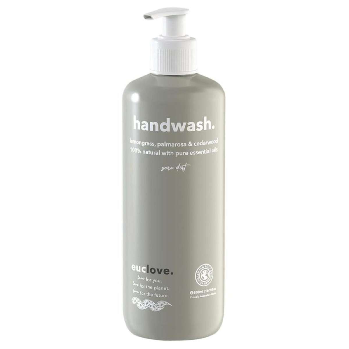 Euclove Hand Wash Lemongrass Palmarosa & Cedarwood 500ml