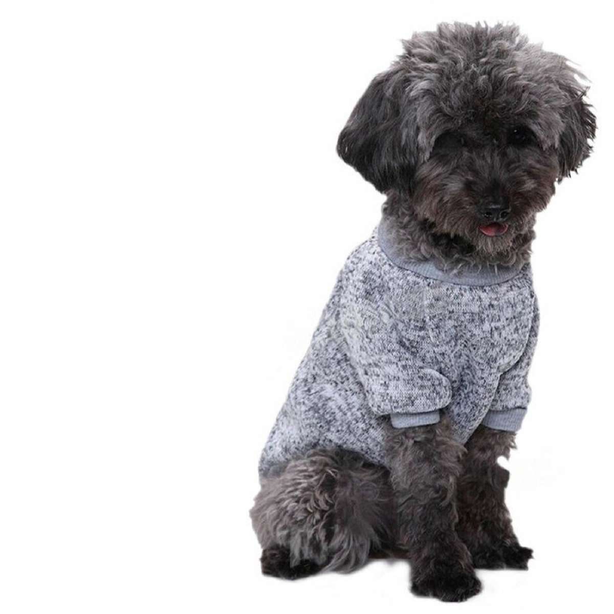 Cute Pet Dog Warm Jumper Sweater Clothes Puppy Knitwear Knitted Coat Winter - Grey XL