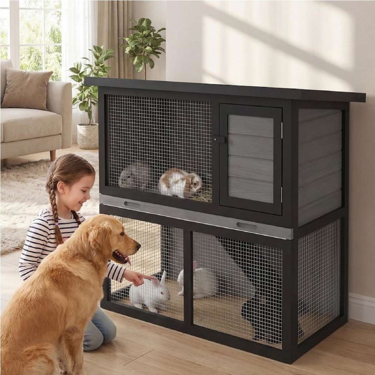 Advwin Rabbit Hutch 2 Storey Wooden Chicken Coop Pet House