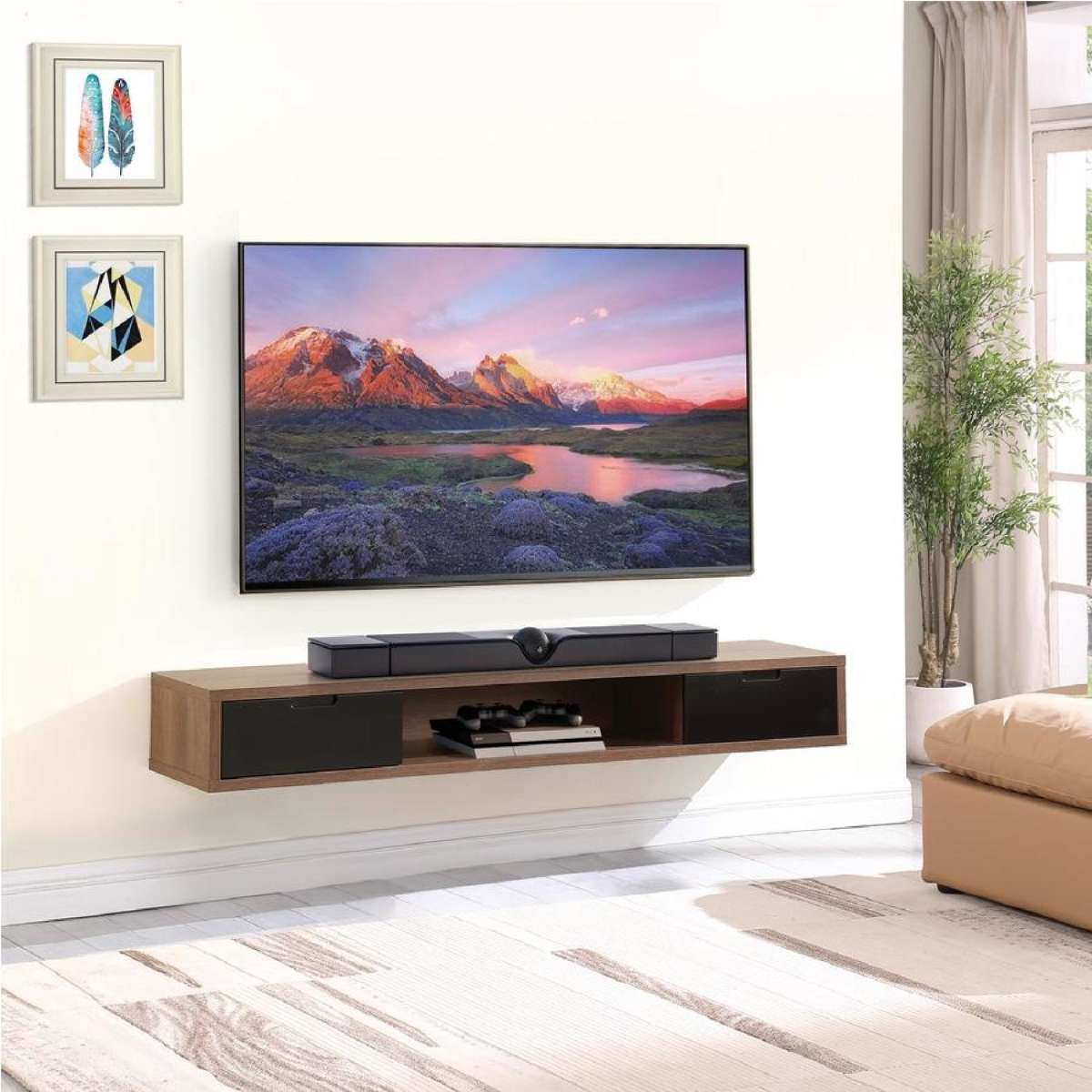 Criterion Air Wall Mount Entertainment Unit 1800mm Dark Oak