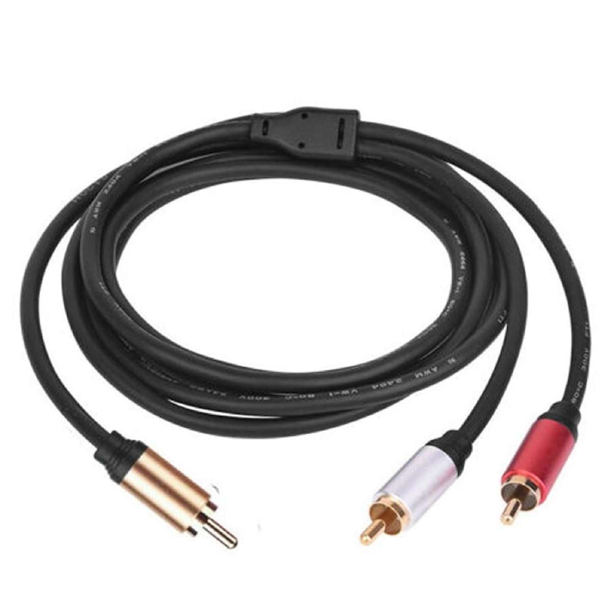Premium 1 RCA to 2 RCA Subwoofer Audio Cable Y Splitter Cord Lead Gold Plated 2m