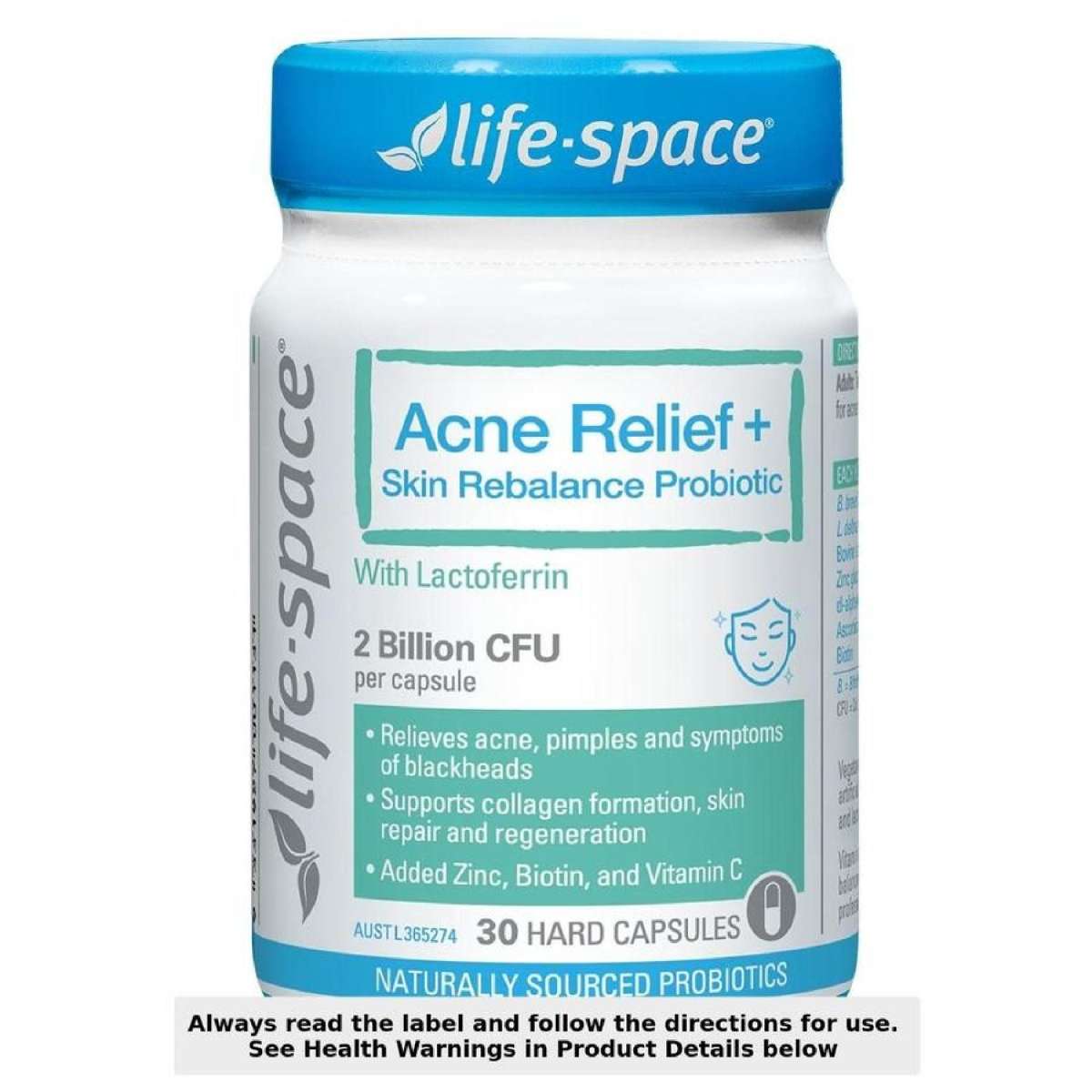 Life-Space Acne Relief + Skin Rebalance Probiotic 30 Capsules