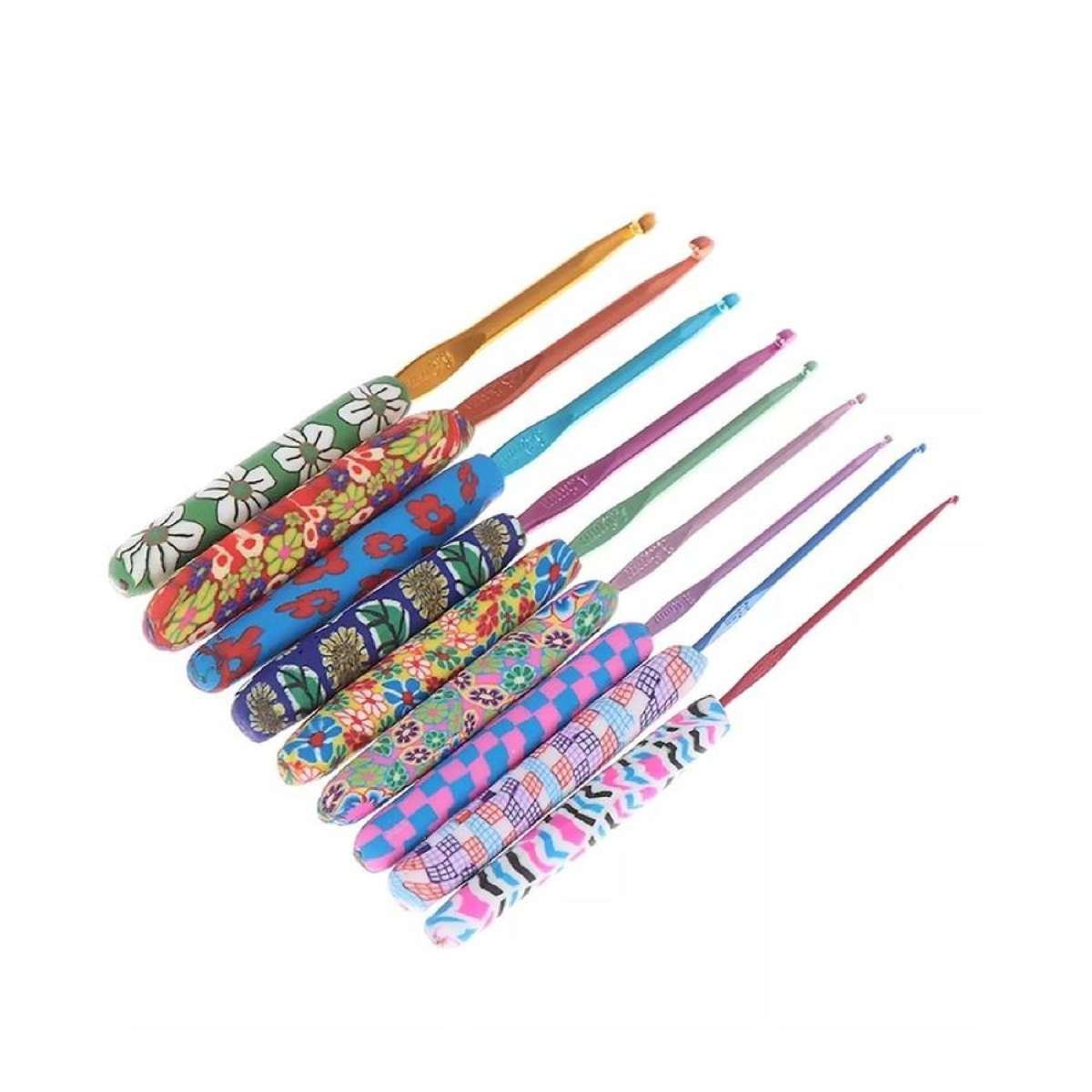 Colourful Soft Crochet Hook Set Ergonomic Handles Knitting Needles Sewing - 9x