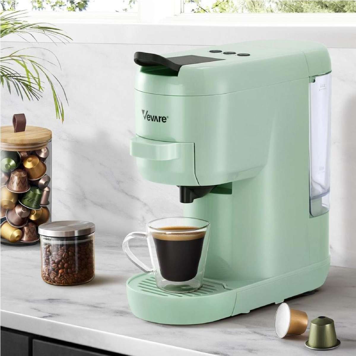 Vevare Capsule Coffee Machine 19 Bars 3 in 1 Espresso Nespresso/Dolce-Gusto Maker Mint