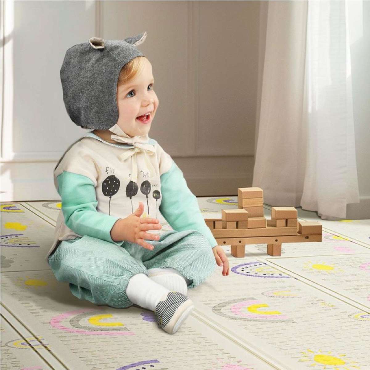 Playpals Kid Play Mat Baby Crawling Pad XPE Foam Non-slip Carpet Double Foldable