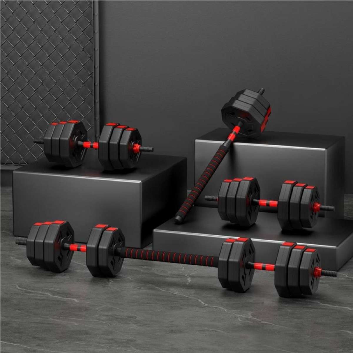 Everfit 40kg Adjustable Dumbbell Barbell Set Weight Plates Home Workout