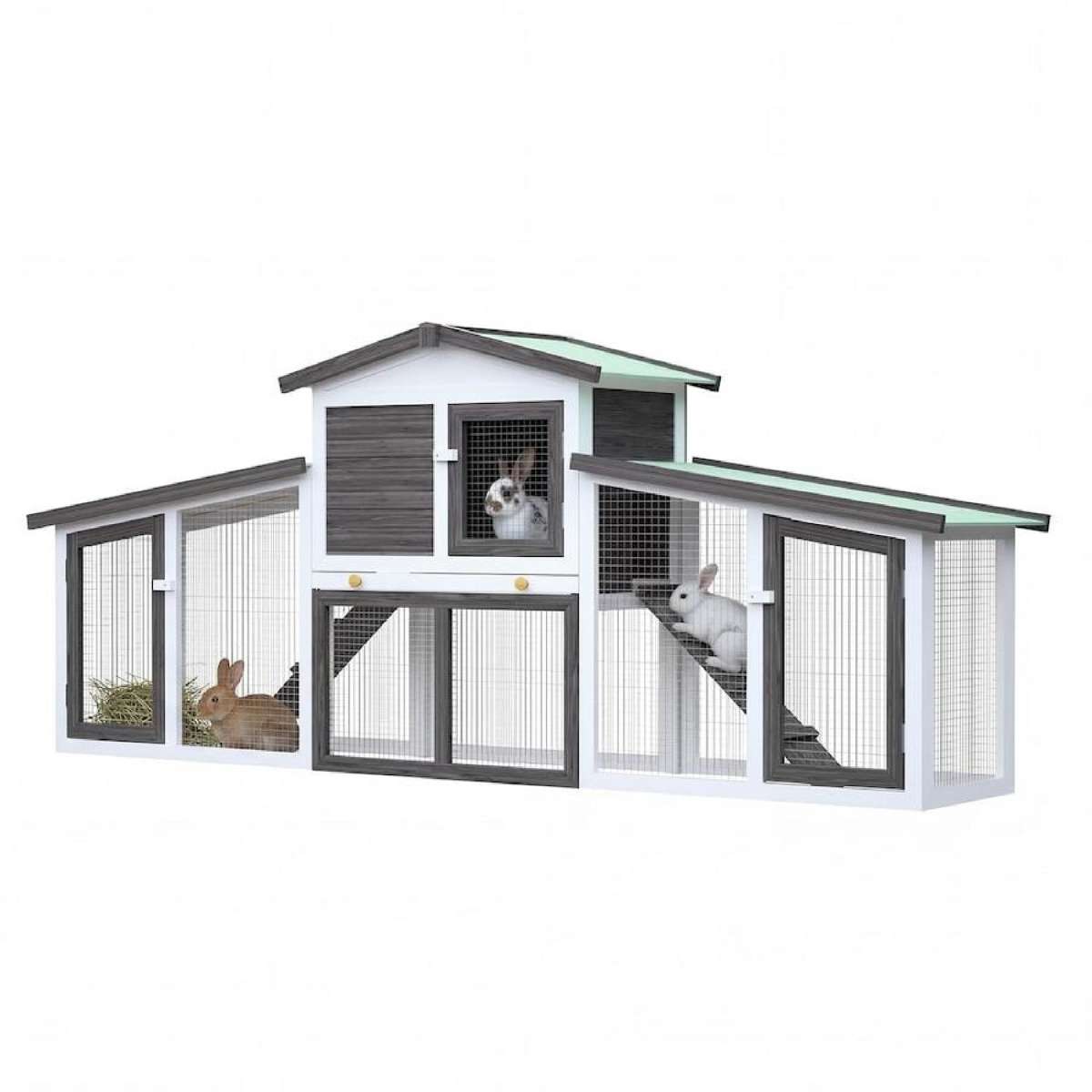 Advwin Large Rabbit Hutch Chicken Coop Wooden Pet House