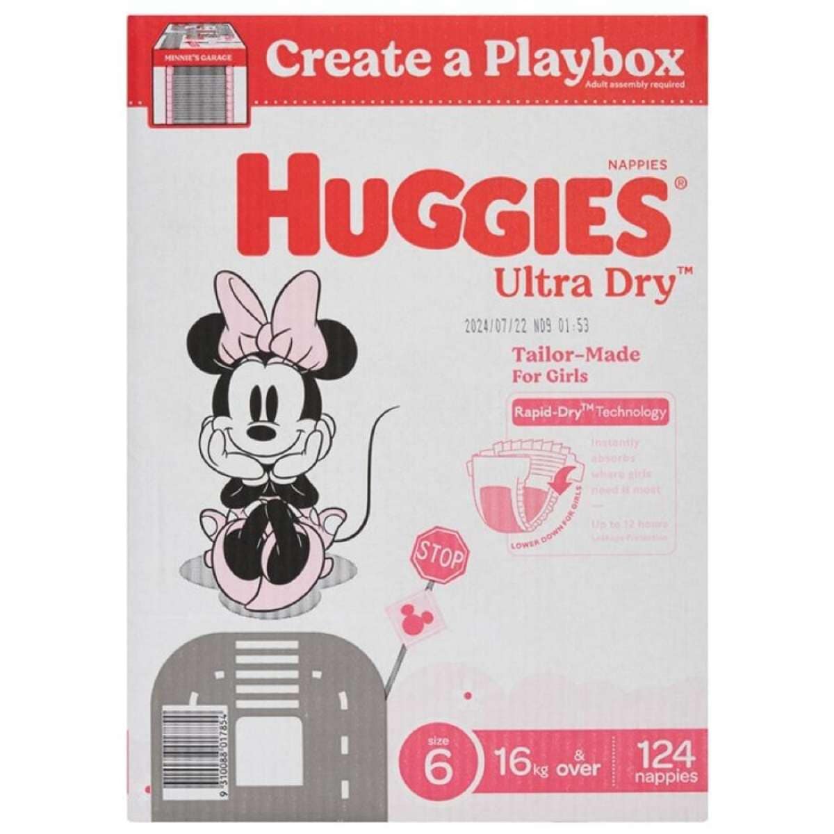 Huggies Girls' Ultra Dry Nappies Size 6 Junior (16kg+) 124 Nappies