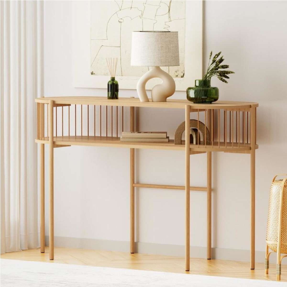 124CM Artiss Console Table Hallway Table Pine