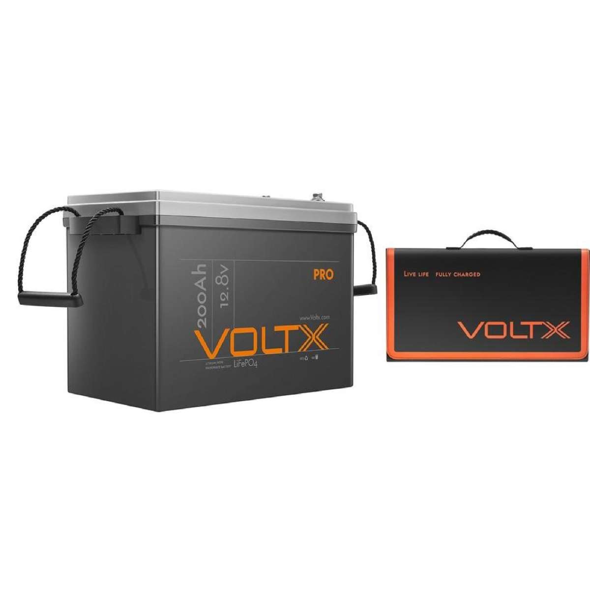 VoltX 12V Lithium Battery 200Ah + 100W Solar Panel Mat