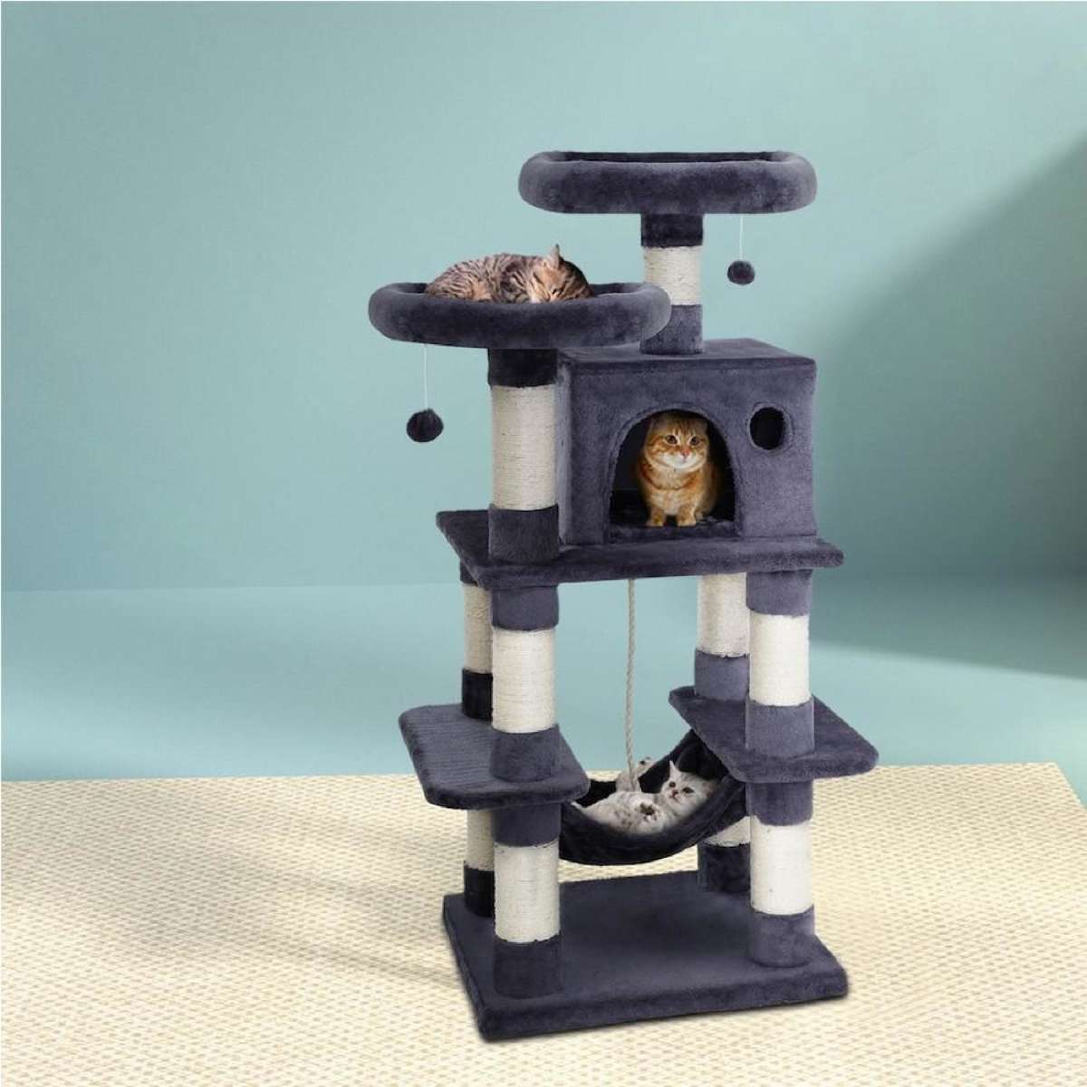 103cm-151cm Cat Tree i.Pet Scratching Post Scratcher 145cm Grey