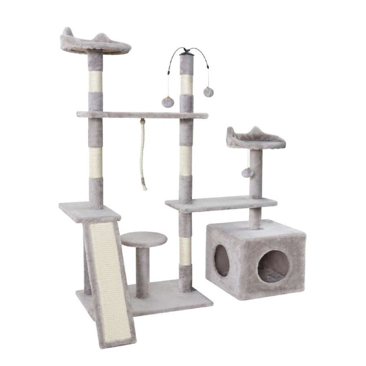 103cm-151cm Cat Tree i.Pet Scratching Post Scratcher 135cm Light Grey