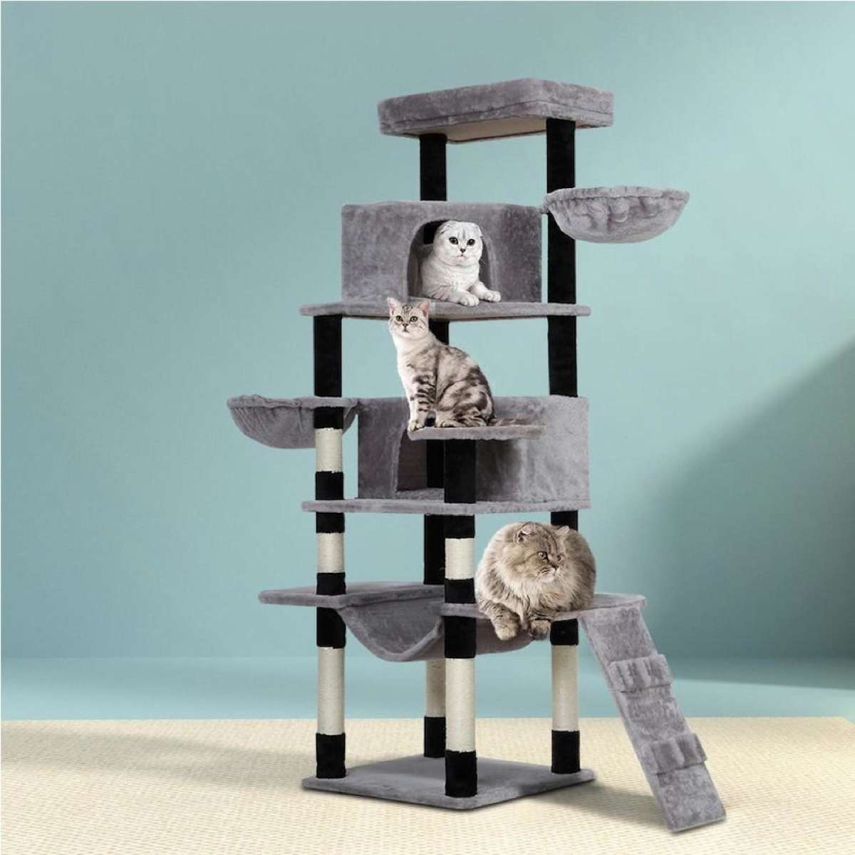 161cm-244cm Cat Tree i.Pet Scratching Post Scratcher Tower Wood Condo House 161cm Fela