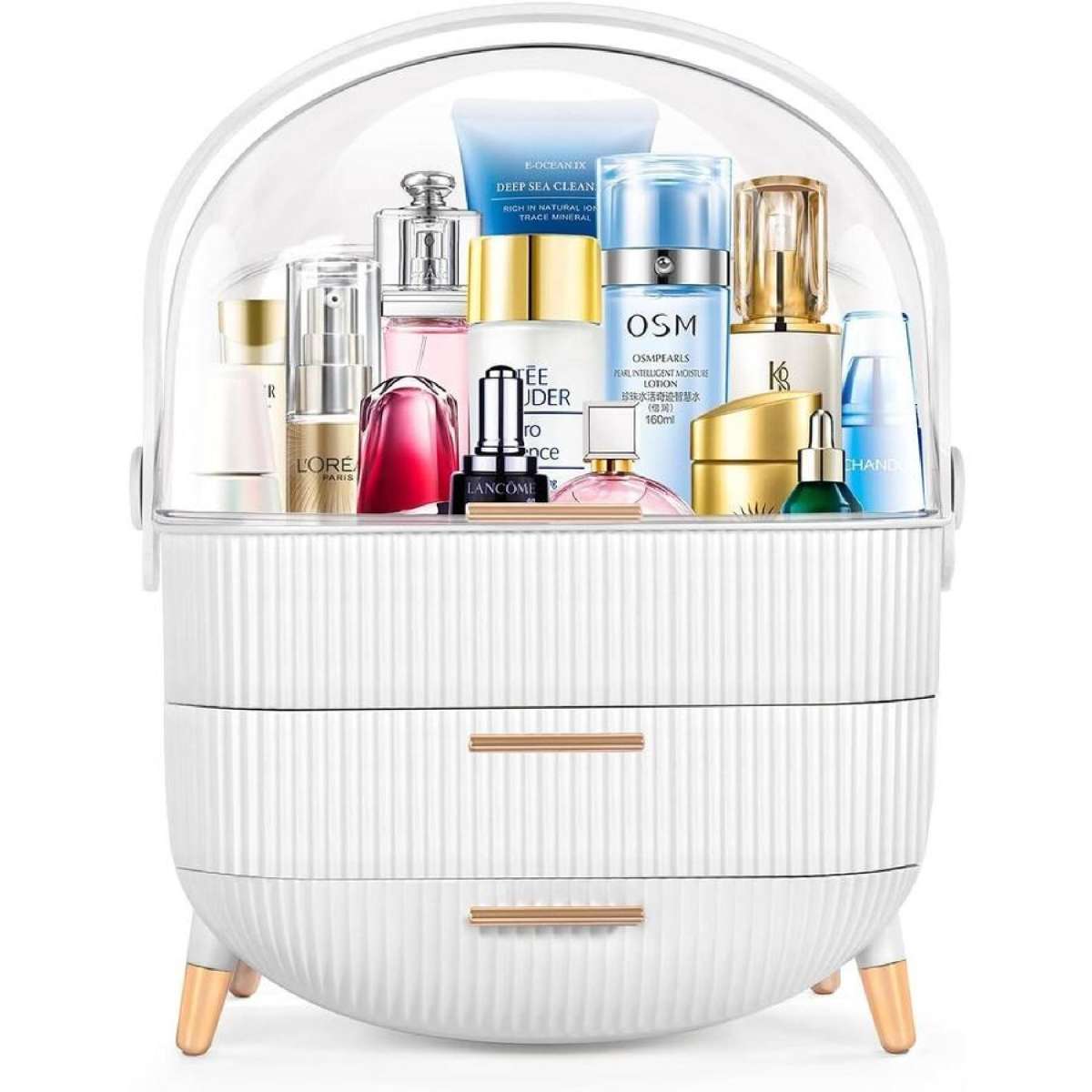 Makeup organizer for vanity Skincare Organizer for Bathroom Countertop Vanity, Skin care product jewelry storage box.(WHITE)
