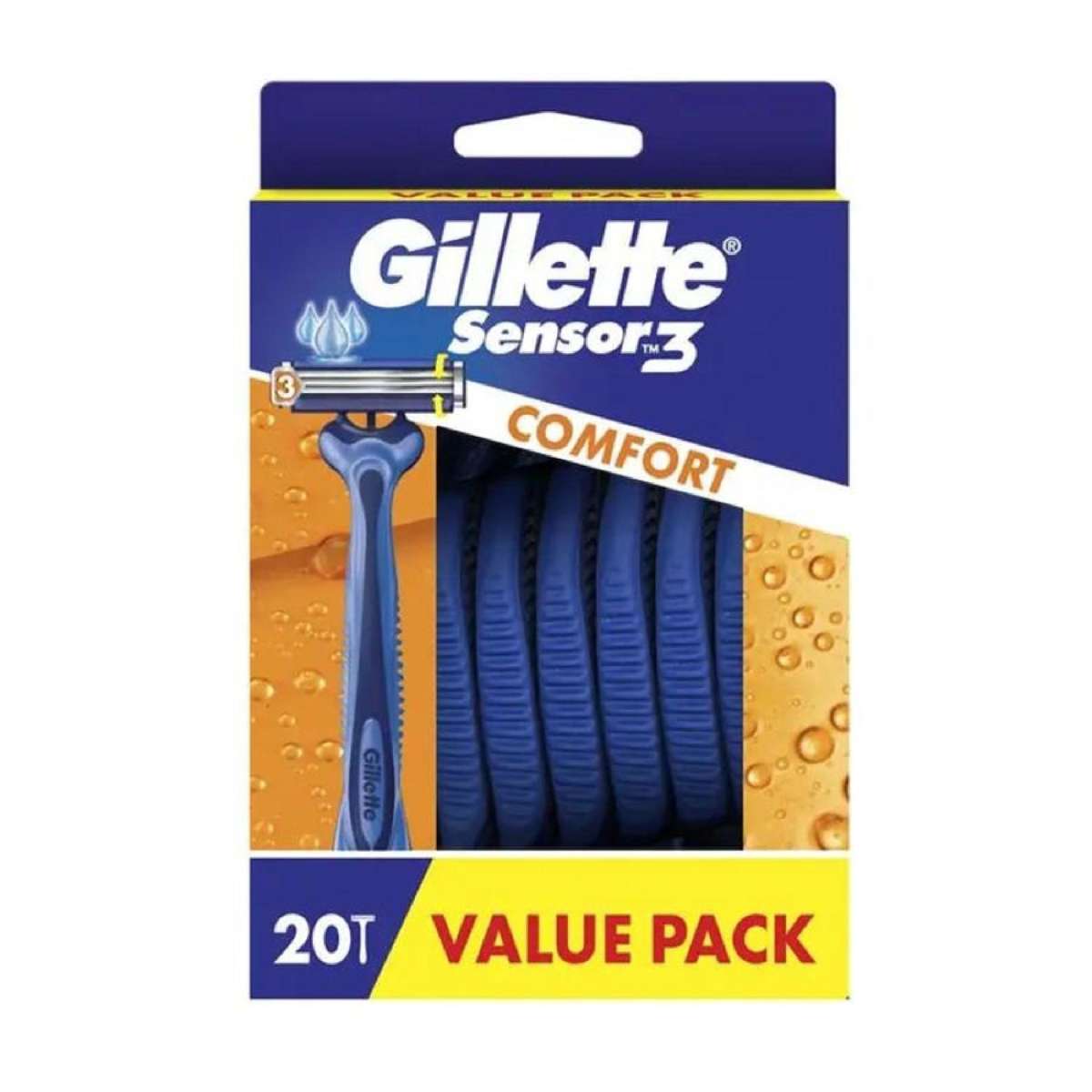 Gillette Sensor 3 Disposable Razors- 16 Pack- Men's Razorblades Travel Shavers - Anti-slip Rubber Handle