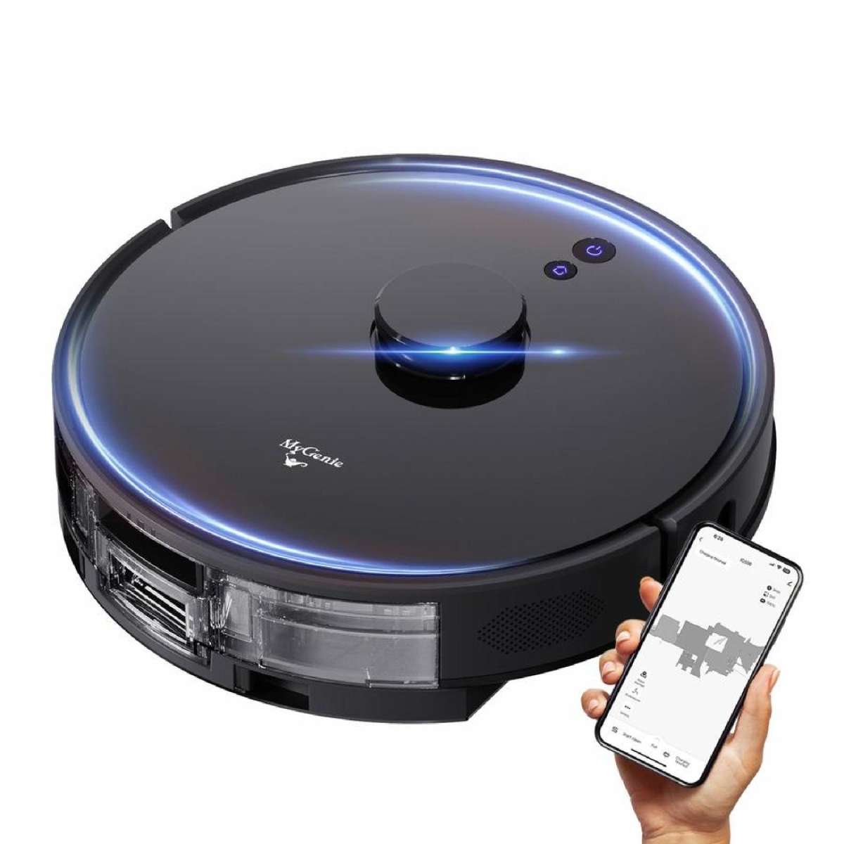 MyGenie Laser Sonic AI Robot Vacuum & Mop, Smart Mapping, HEPA, Wet/Dry