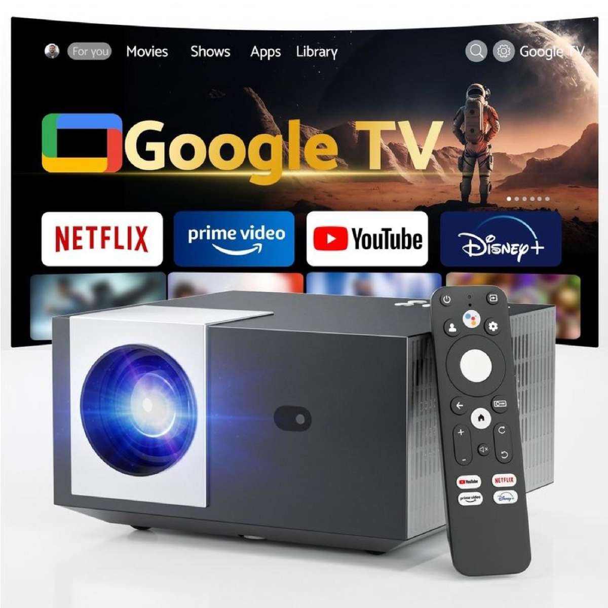 Devanti Video Project 4K 1080P Official Google TV 5G Wifi Home Cinema