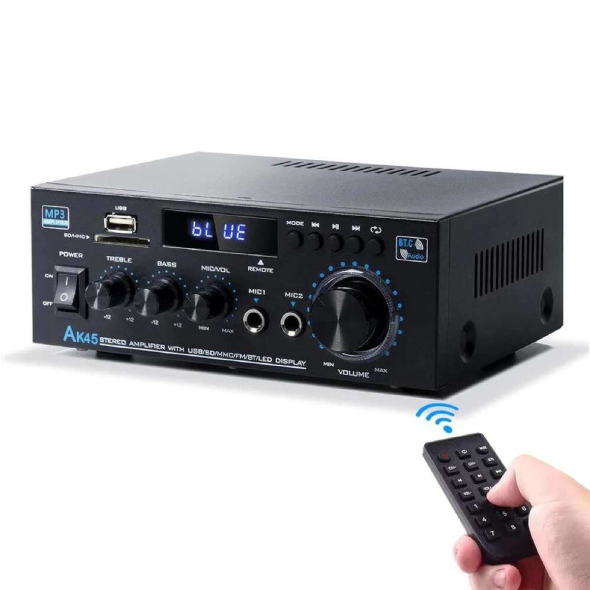 600W Digital Power Amplifier Bluetooth Stereo Home Theater Audio Amplifier 2CH