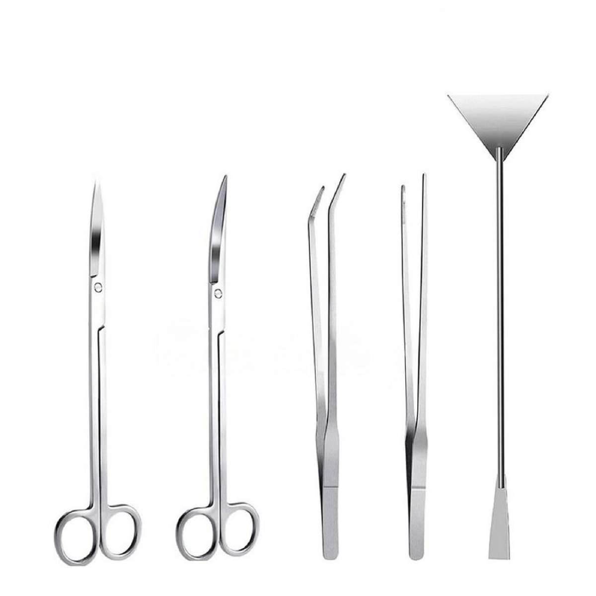 Stainless Steel Plant Tweezers Scissors Spatula 5pcs Aquarium Tool Kit