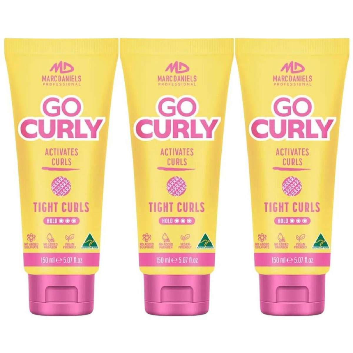 Marc Daniels Go Curly Tight Curl Cream 150ml 3 Pack Curl Defining Moisture