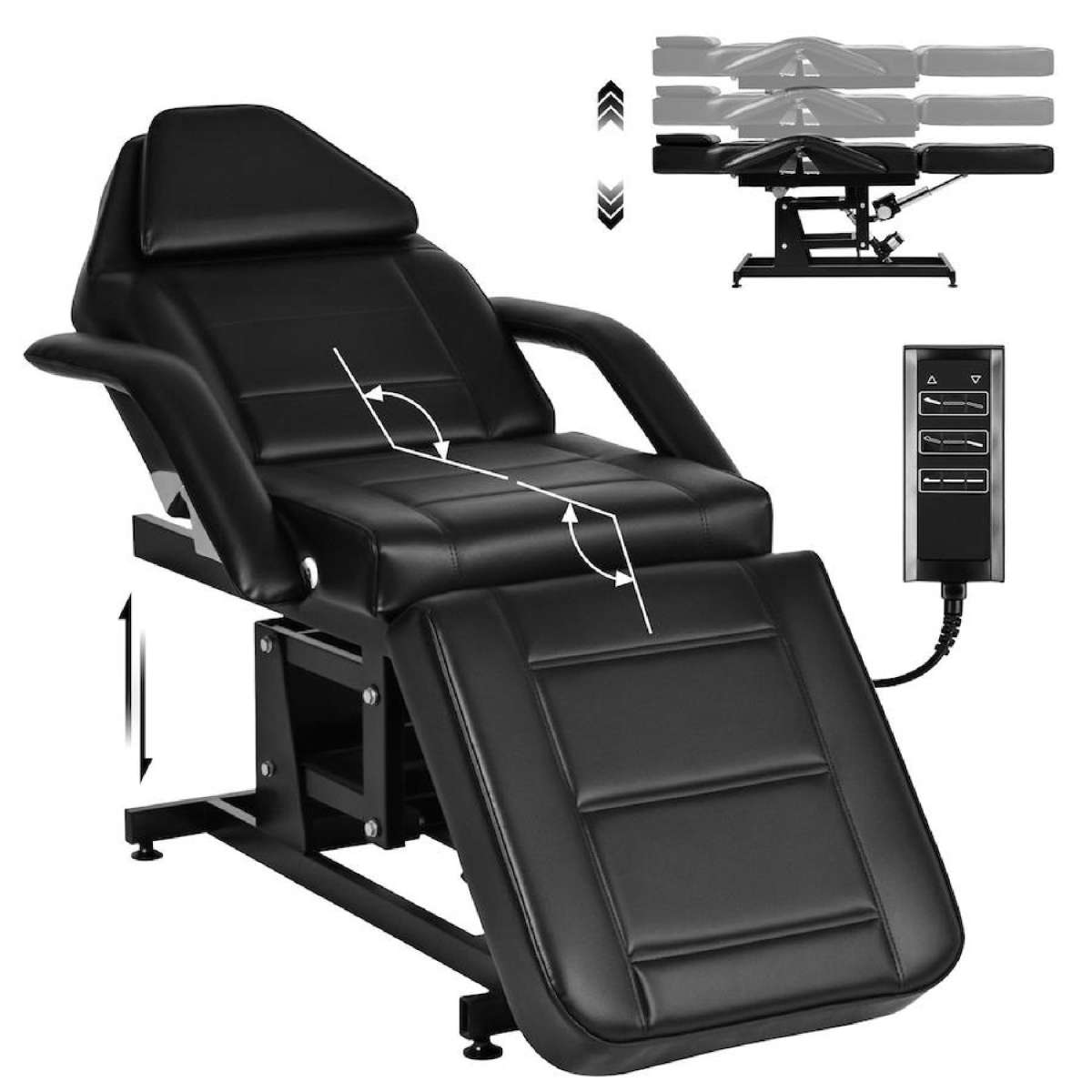 Advwin Fully Electric Salon Facial Bed Chair, Multi-Purpose Massage Tattoo Lash Waxing Table, Height Backrest Footrest Adjustable, for Beauty Barber Spa, Black