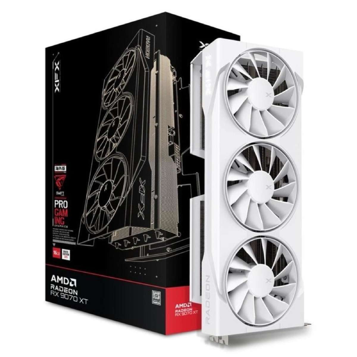 [RX-97TSWF3W9] XFX Swift AMD Radeon RX 9070XT White Triple fan Gaming Edition Graphics Card