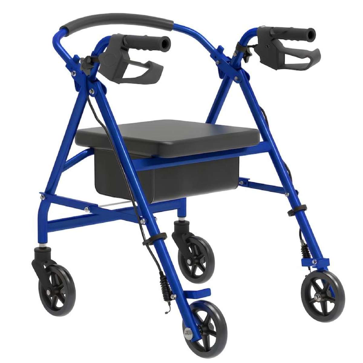 Advwin 4 Wheels Rollator Walker Foldable Mobility Aid with Dual Brake System, Blue