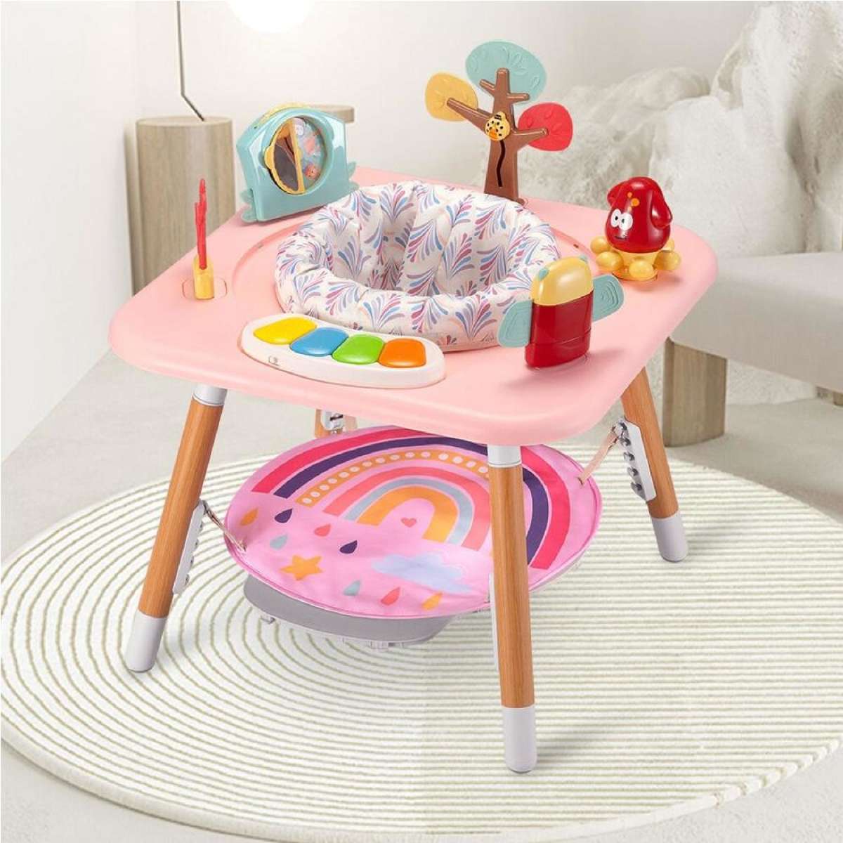 PlayPals Baby Activity Jumper 360° Rotating Seat 5 Heights Pink