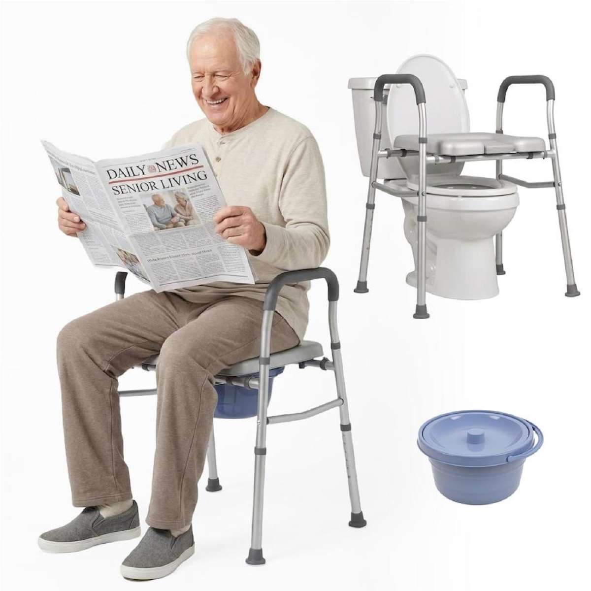 Advwin Raised Toilet Seat Risers 6-Level Height Adjustable for Elderly, Pregnant, Handicap, 330lbs