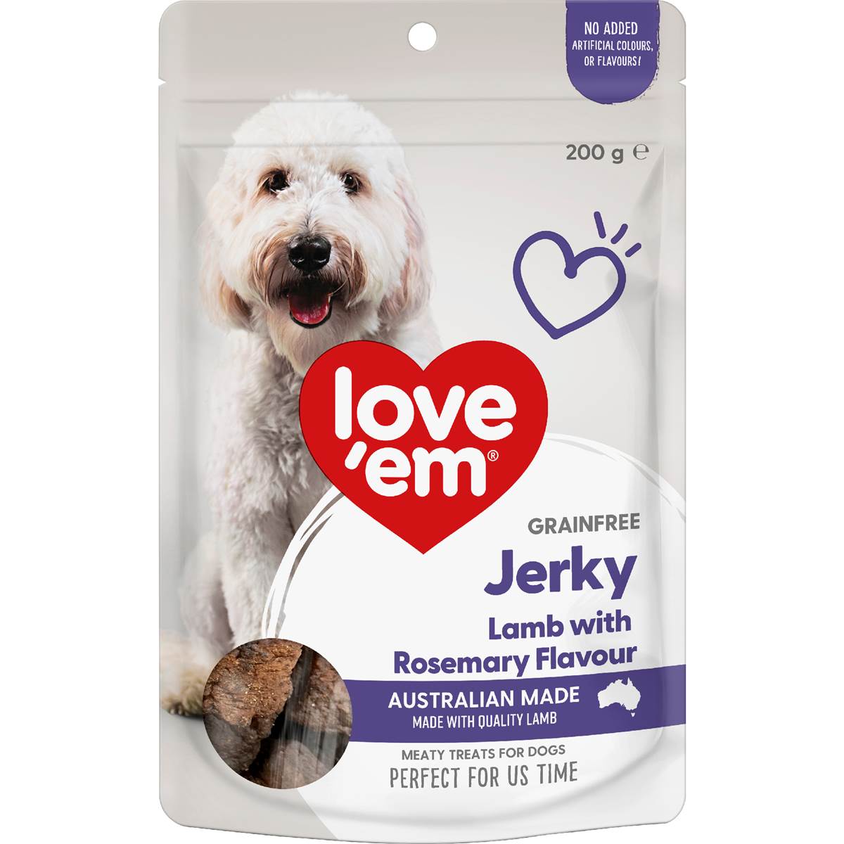 Love'em Grain Free Dog Treats Lamb Jerky With Rosemary Flavour 200g
