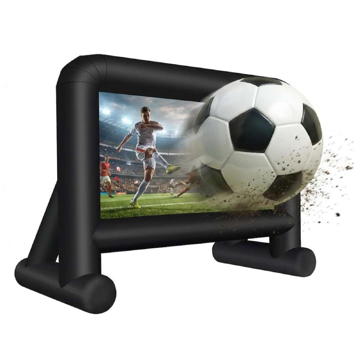 Advwin 16ft Inflatable Movie Screen Outdoor Projector Screen with Blower, Portable Blow Up Cinema for Backyard, Camping & Parties, Supports Front Projection, Easy Setup with Storage Bag & Stakes