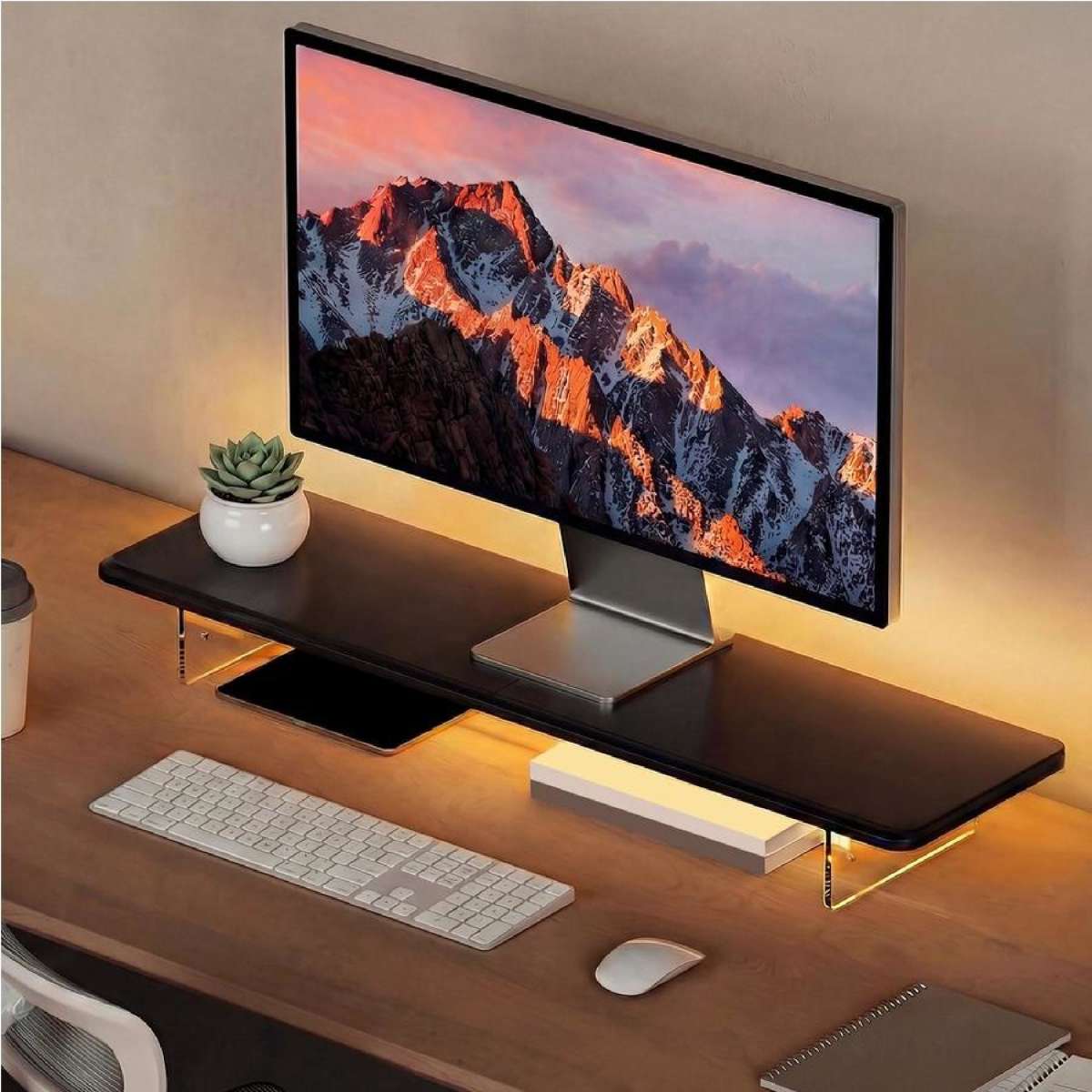 Advwin Black Monitor Stand with Acrylic Leg