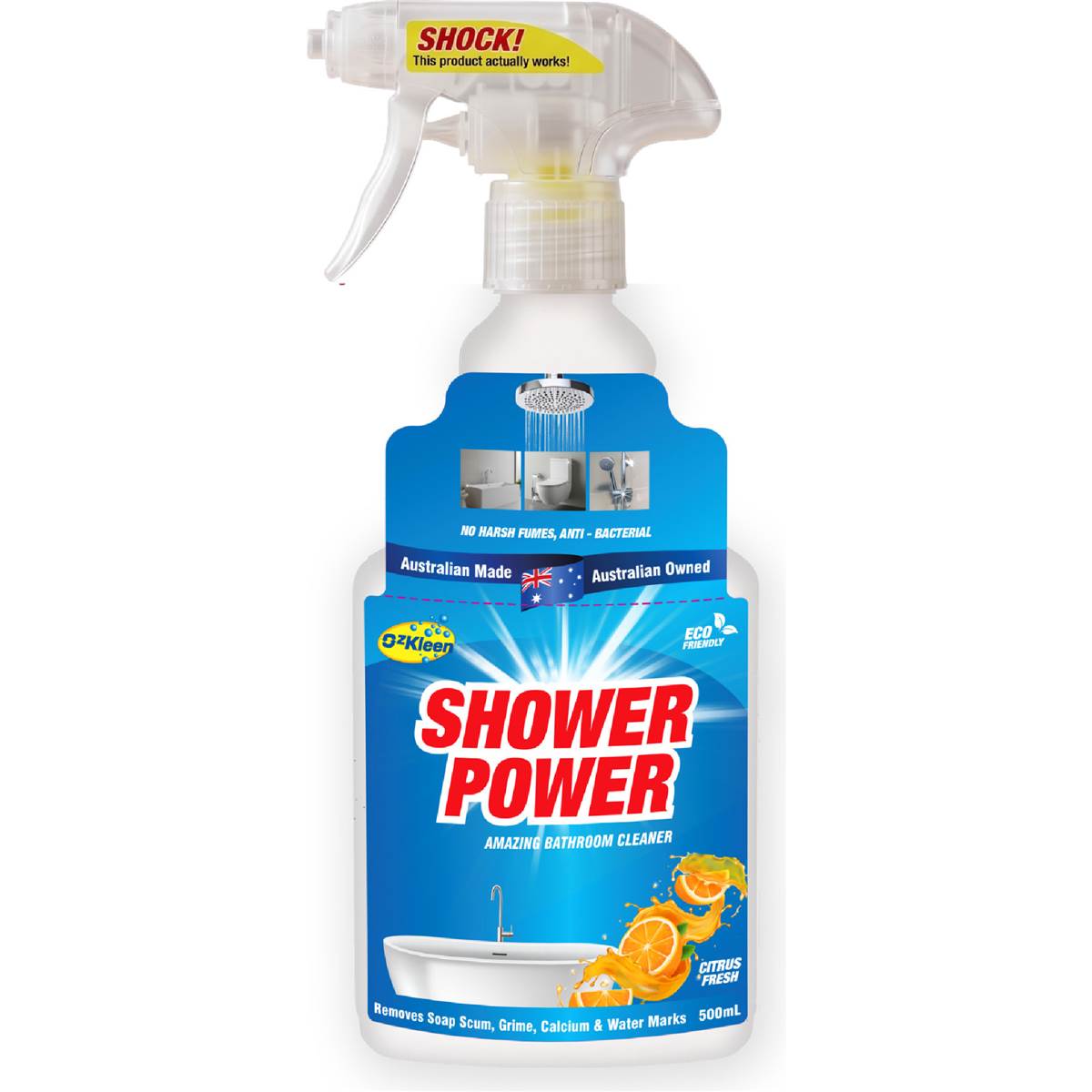 OzKleen Shower Power Citrus Cleaner Trigger 500mL