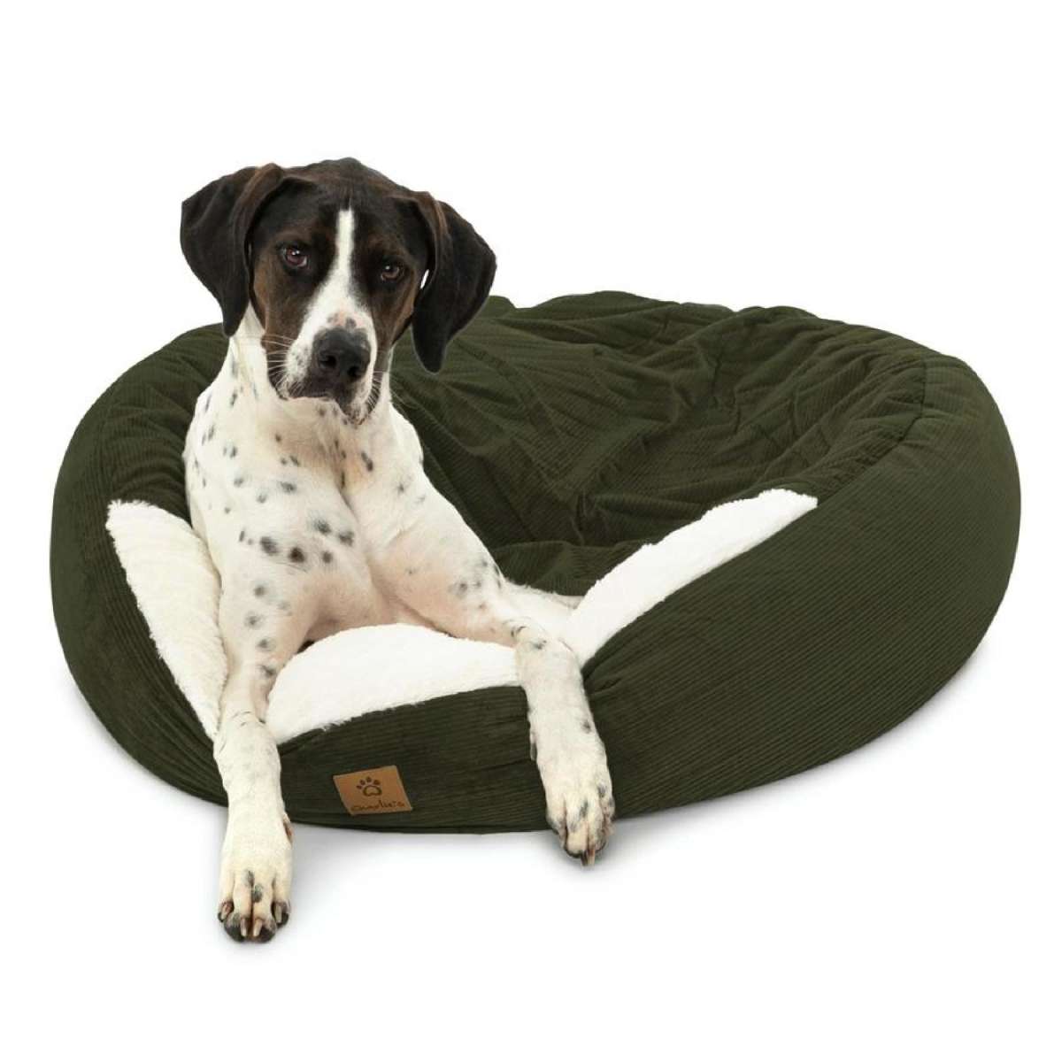 Charlie's Snookie Hooded Corduroy Calming Dog Bed Olive (Medium, Large) Medium