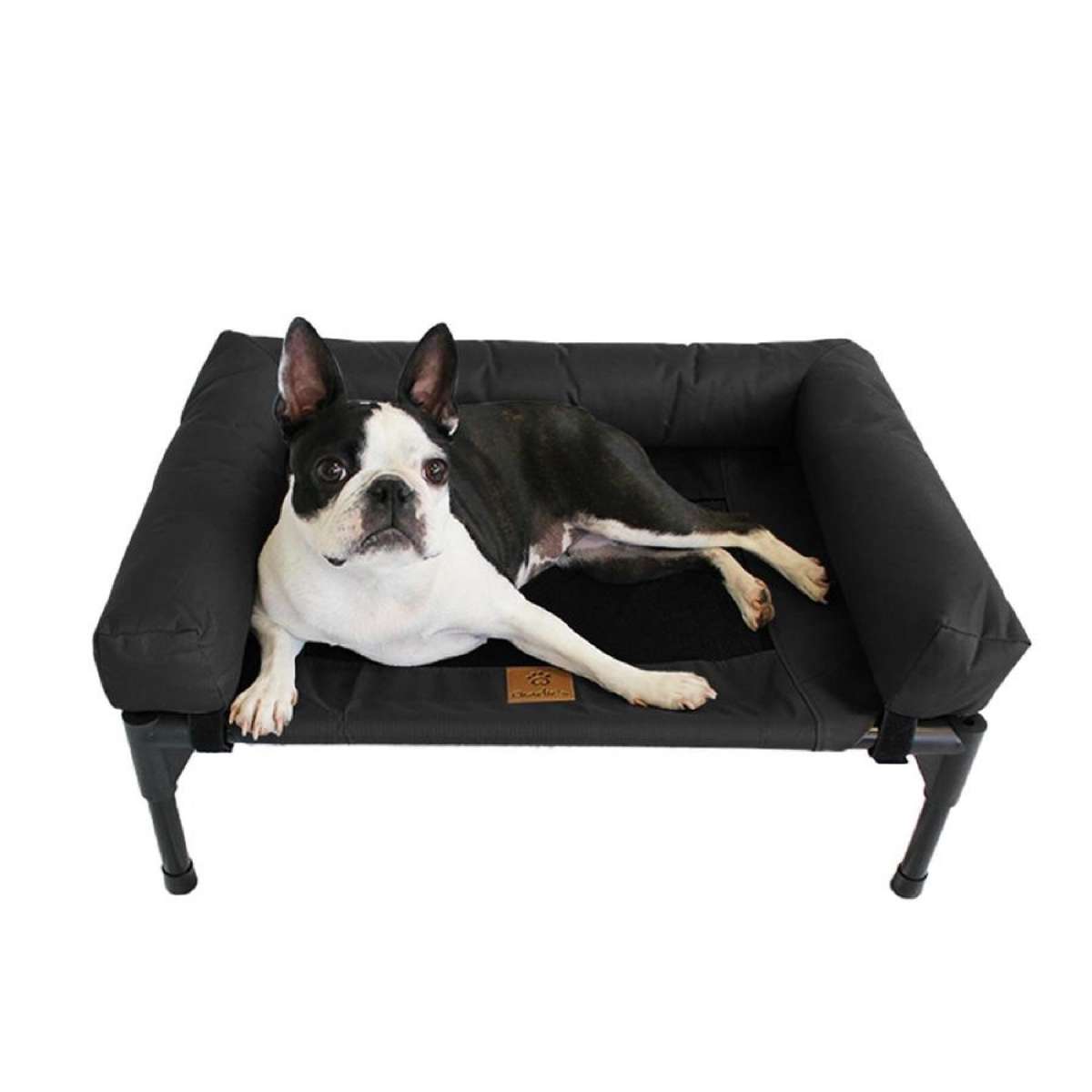 Charlie's Elevated Trampoline Bolster Sofa Dog Bed Black (Small, Medium, Large) Large