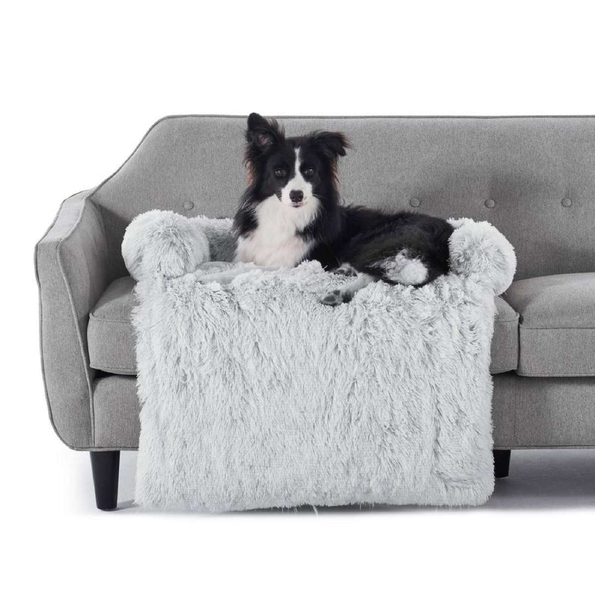 Charlie's Shaggy Faux Fur Bolster Sofa Protector Calming Dog Bed Arctic White (Small, Large, XXL) XXL