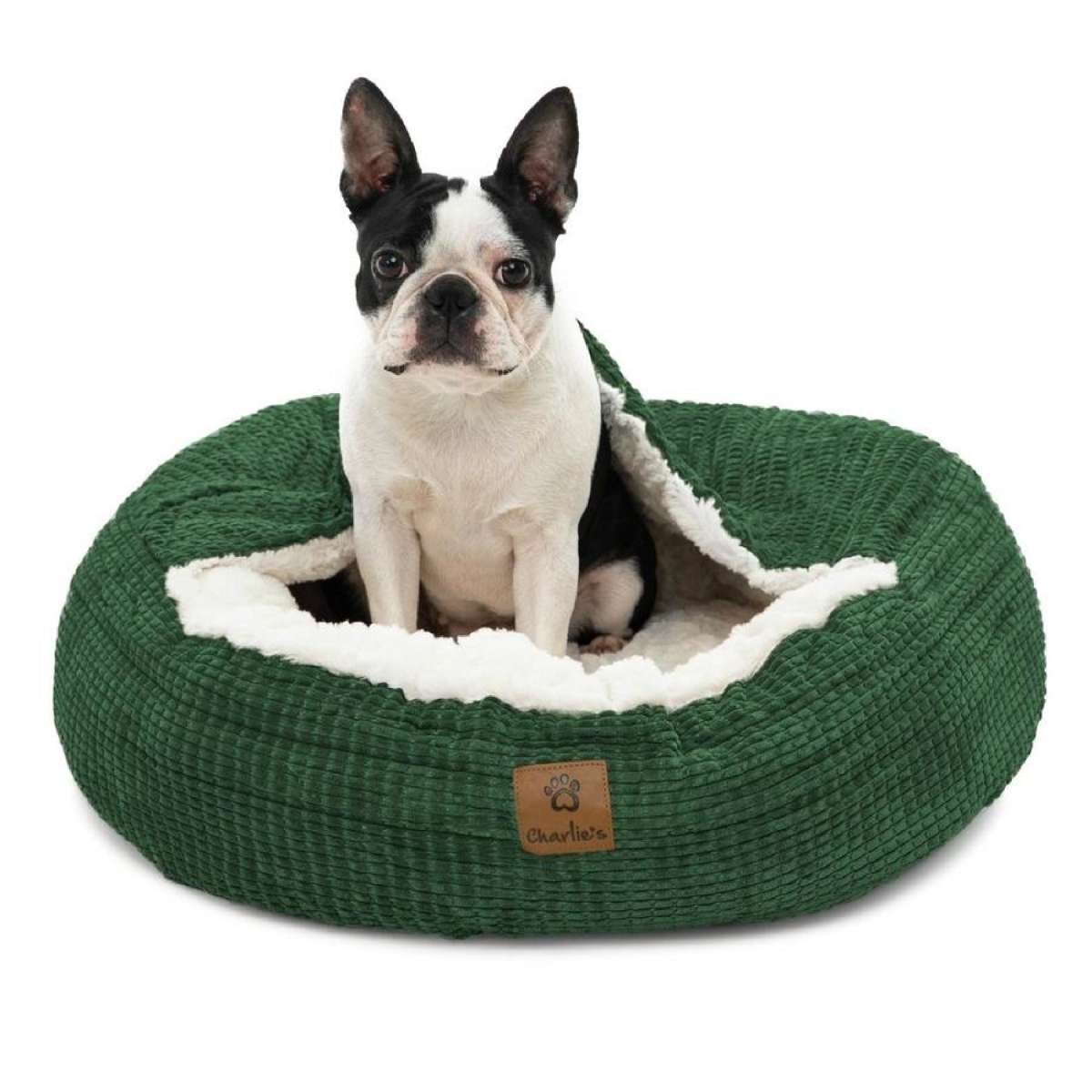 Charlie's Snookie Hooded Calming Dog Bed Eden Green (Small, Medium, Large, XL) XL