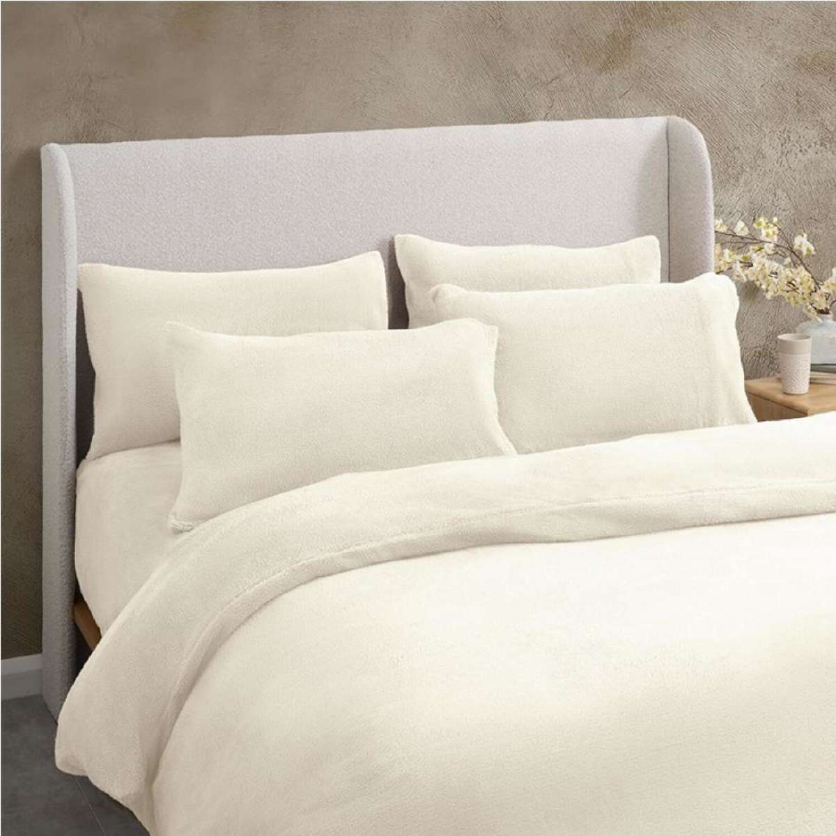Sheraton Luxury Cosy Teddy Quilt Cover Set Ivory Single