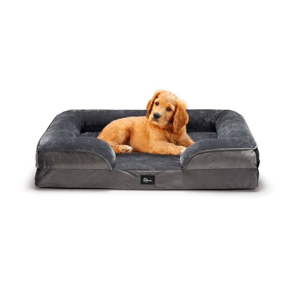 Petzly Dog Bed Sides Egg-Crate Foam Removable Washable Cover Grey Medium