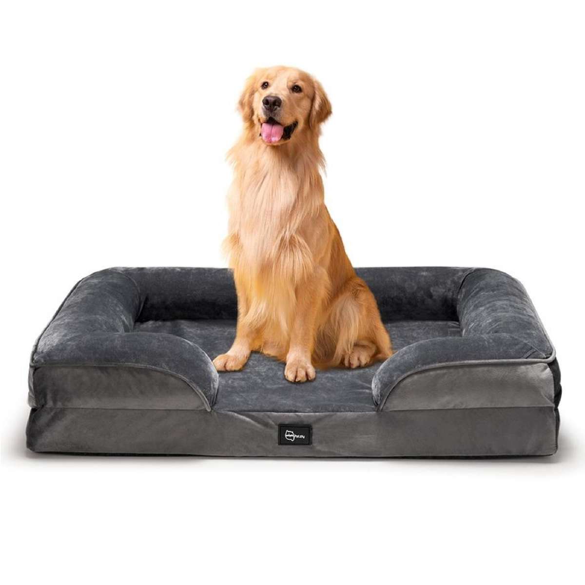Petzly Dog Bed Sides Egg-Crate Foam Removable Washable Cover Grey X Large