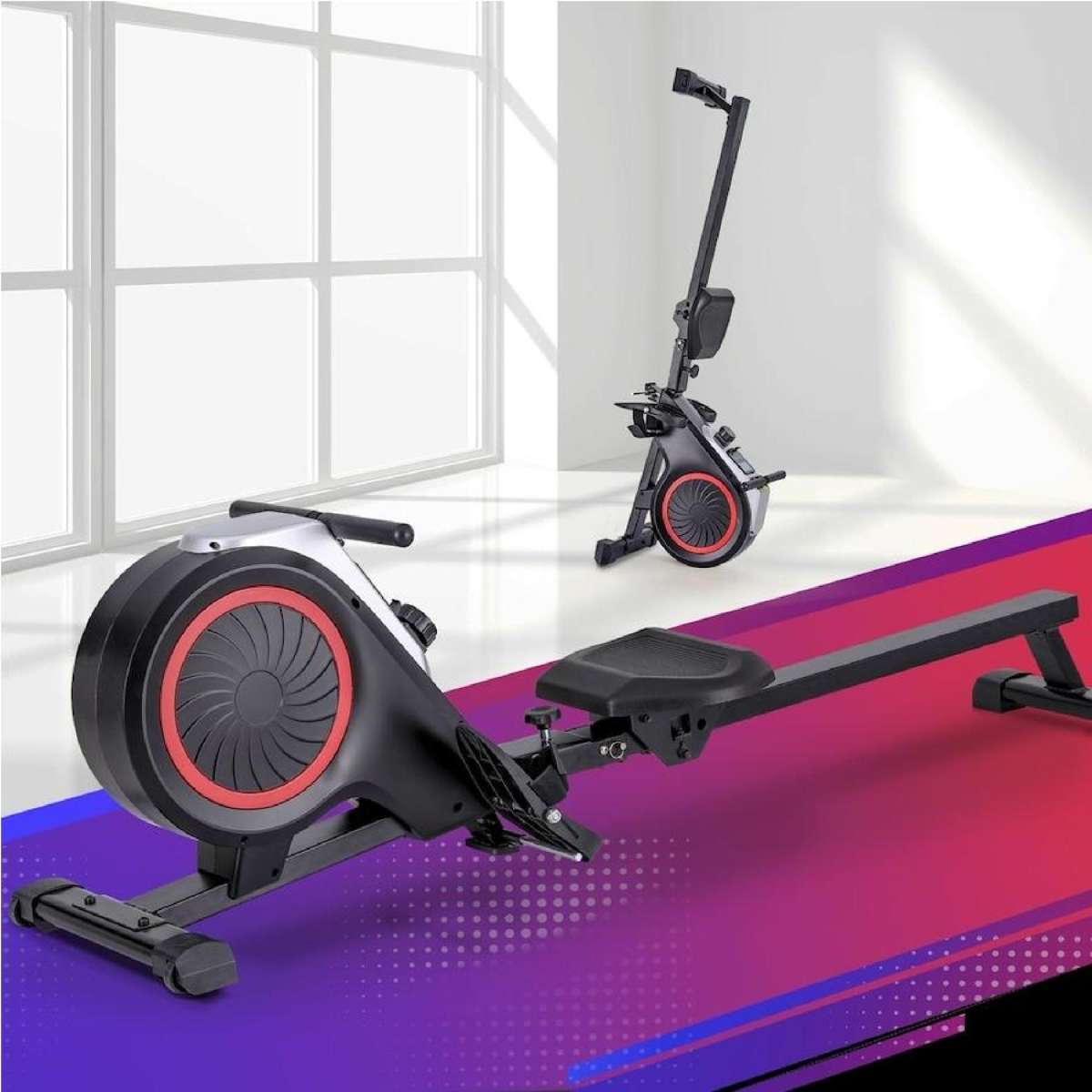Everfit Rowing Machine Rower Resistance Exercise Fitness Gym Magnetic Black
