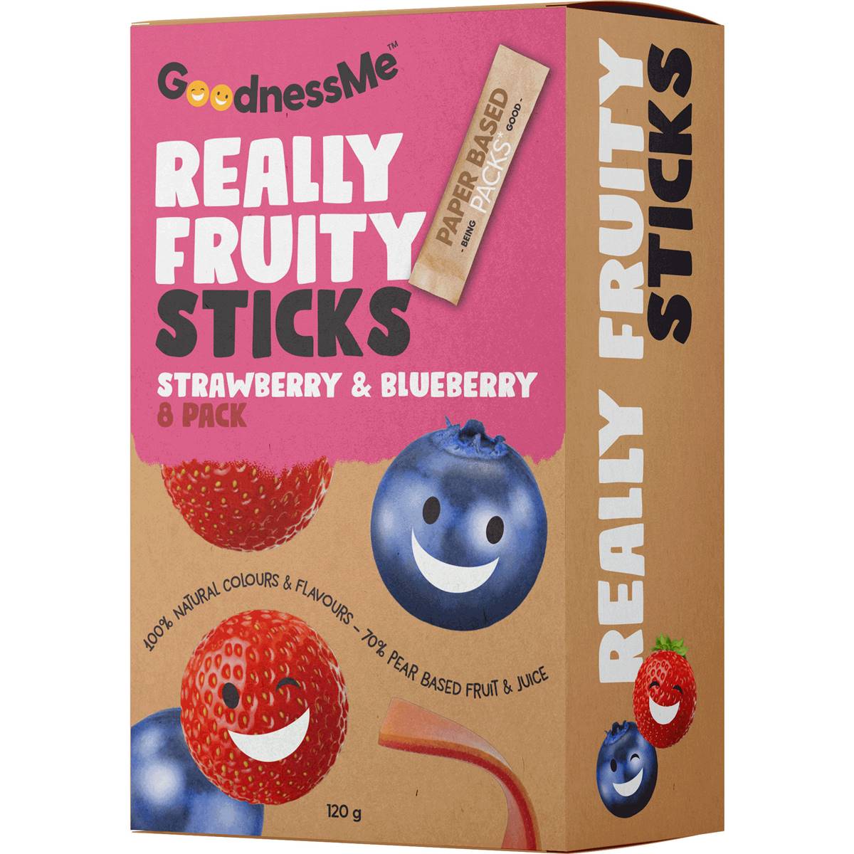 Goodness Me Really Fruity Sticks Strawberry & Blueberry 8 pack