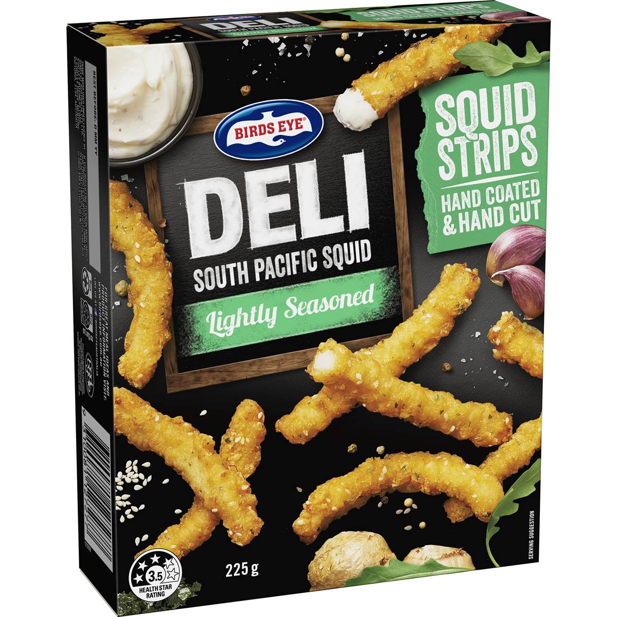 Calories in Birds Eye Deli Squid Strips Lightly Seasoned