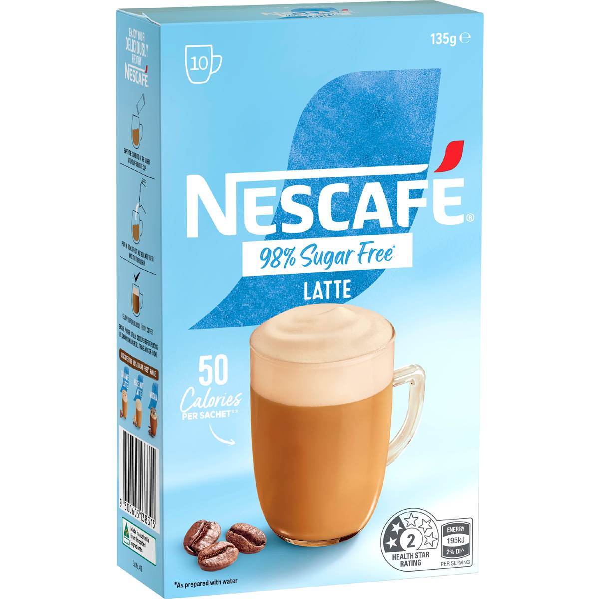 31 calories in Nescafe 98 Sugar Free Latte Coffee Sachets (100g) calcount