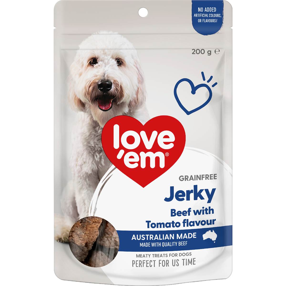 Love'em Grain Free Dog Treats Beef Jerky With Tomato 200g
